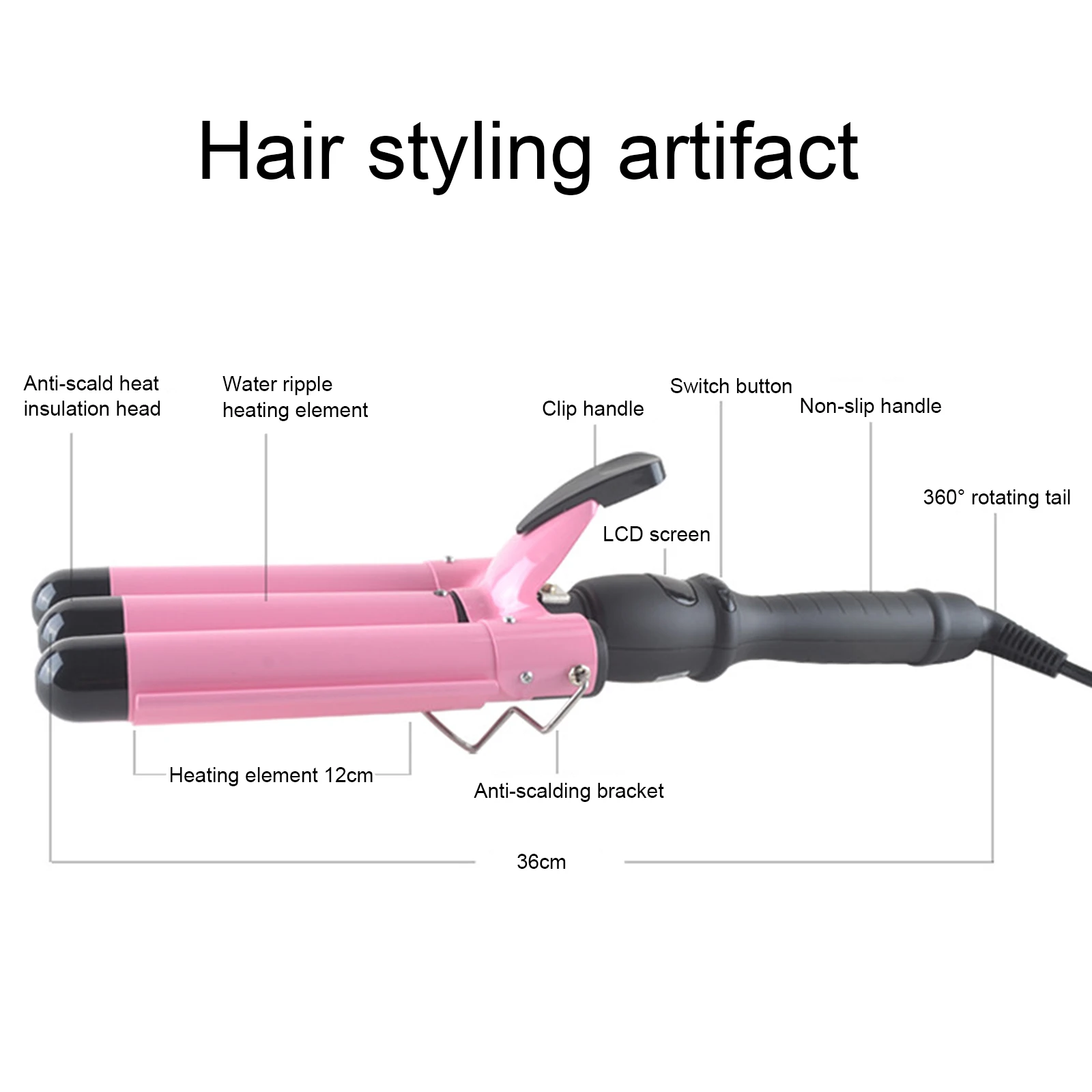 

Hair Care Three-Tube Hair Stick with LCD Temperature Display Hair Stick-1 inch Ceramic dot Hair Stick Hair Stick Suit for Hair