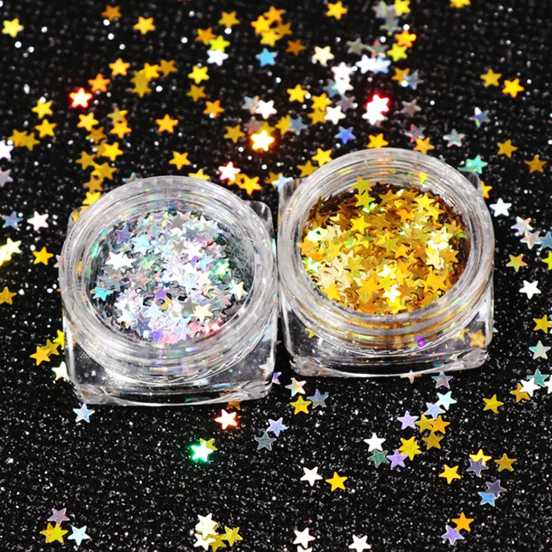 3 мм x пять звезд Тонкий дизайн ногтей блестки украшения красочные DIY