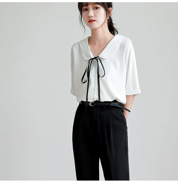 Женская шифоновая блузка на завязках Повседневная однобортная Свободная