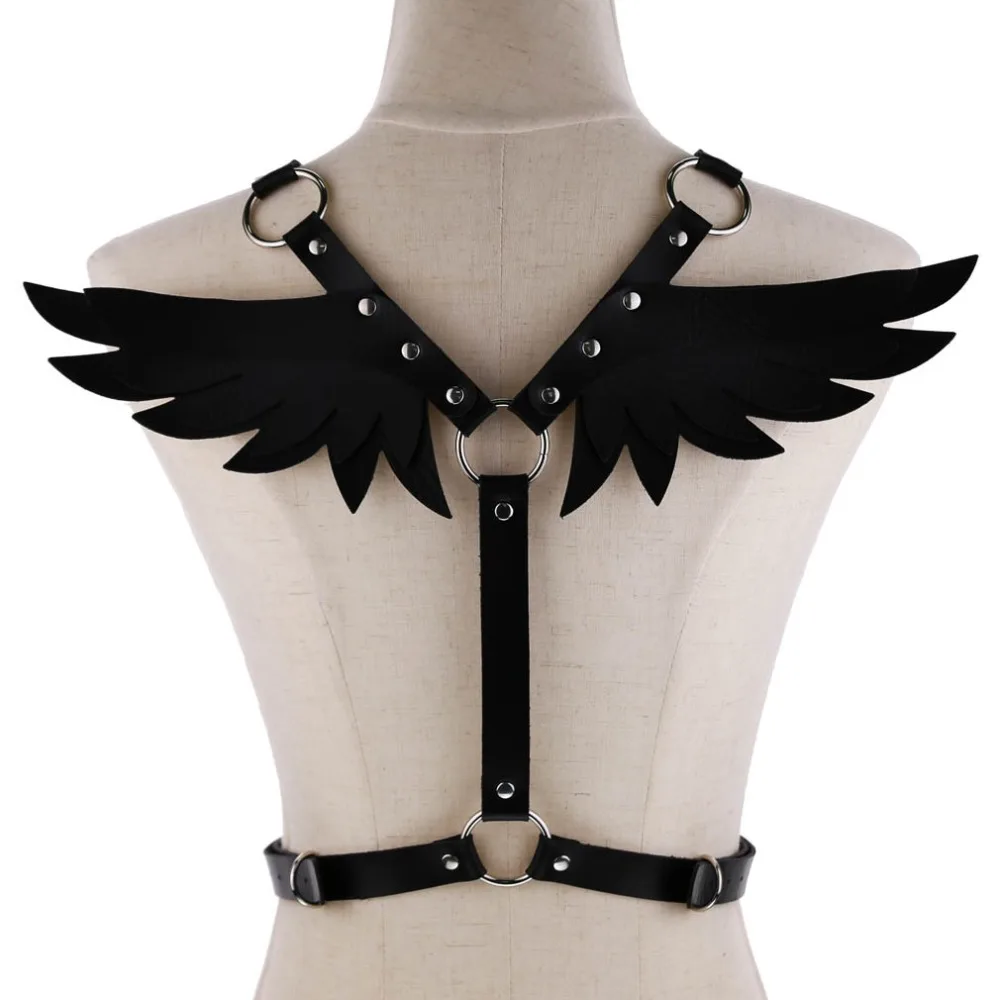 

Wings Leather Harness Bondage Halterneck Beach Collar Gothic Waist Shoulder Necklaces Sexy Statement Party Jewelry Gifts