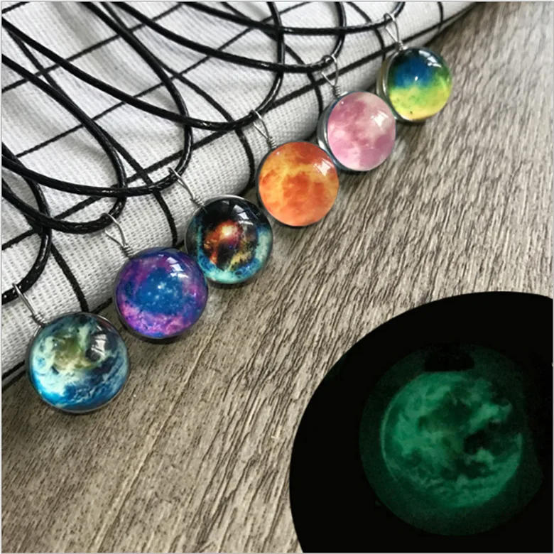 Ожерелье с хрустальной Туманностью стеклянная двухсторонняя подвеска в стиле