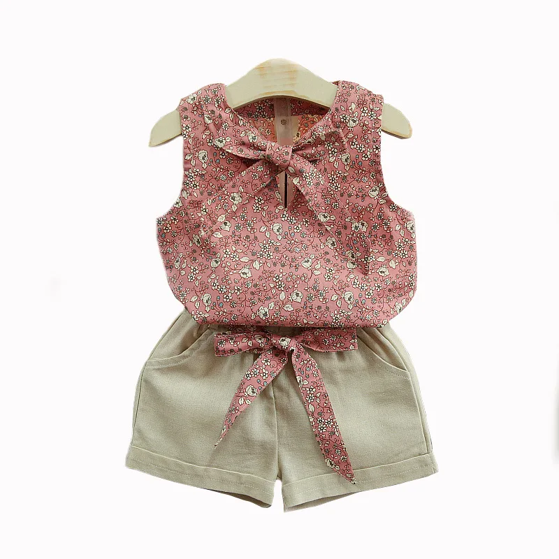 

Girls Clothing Sets 2019 Summer Cotton Vest Two-piece Sleeveless Children Sets Casual Fashion Girls Clothes Suit