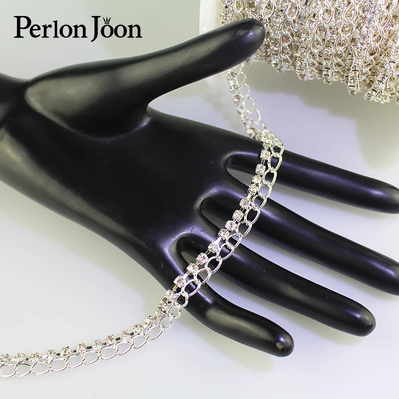 1 ярд цепочки и стразы обшивки серебряные со стразами ленты цепи для одежды обувь