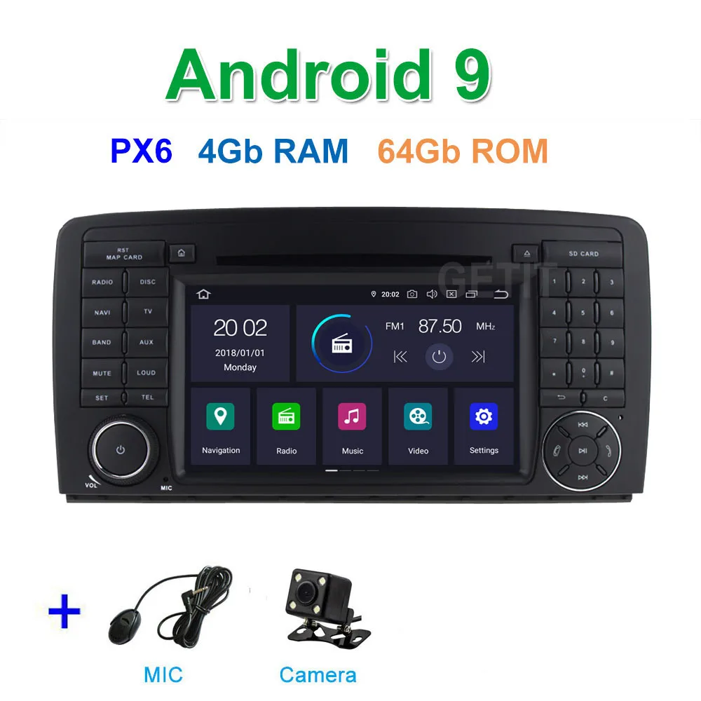 PX6 4G CAMERA DSP 64G PX6 Android 9,0 автомобильный dvd-плеер для Mercedes Benz R class W251/R280/R300/R320/R350/R500 WiFi радио с Bluetooth и GPS стерео - Цвет: PX6 4G CAMERA