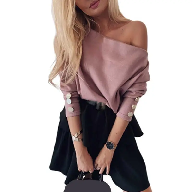 Осенние женские вечерние сексуальные свитера с длинным рукавом и вырезом