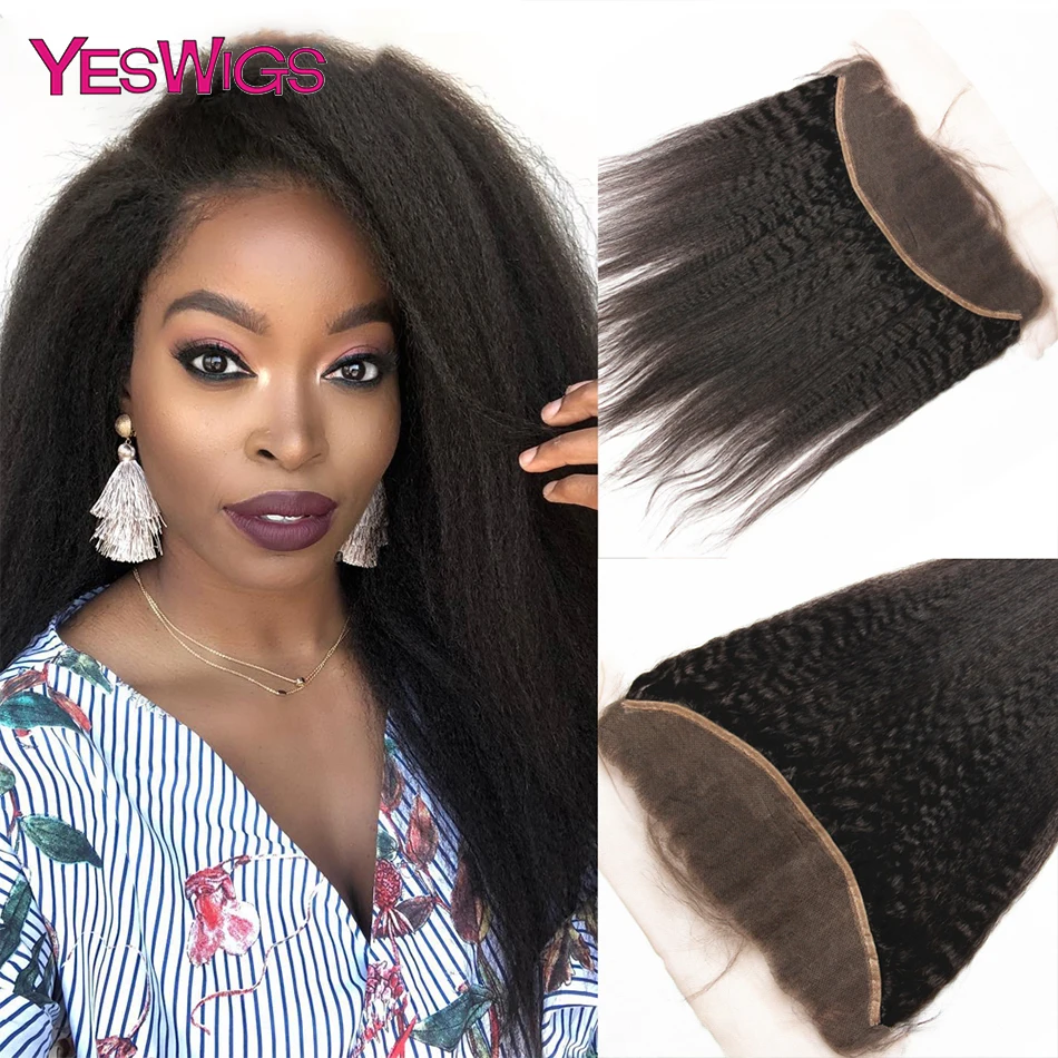 

14-22 Inch HD Lace Frontal Closure 13x4 Lace Closure Baby Hair Yaki Straight Remy Human Hair Transparent Lace