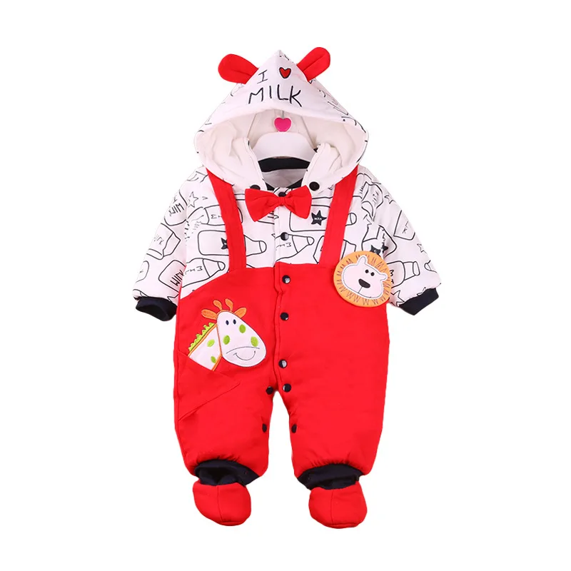 Winter Baby Romper For Newborn Girls Warm Thick Toddler Baby Jumpsuit Overalls Cute Baby Boy Rompers Infant Clothing 3-12M