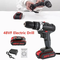 48vf cordless impact drill with 2battery double speed electric wrench hammer drill power screwdriver driver drill hand powertool