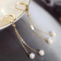 natural white pearl earrings dangle 18k chain lady gift lucky holiday gifts beautiful classic gift easter diy freshwater
