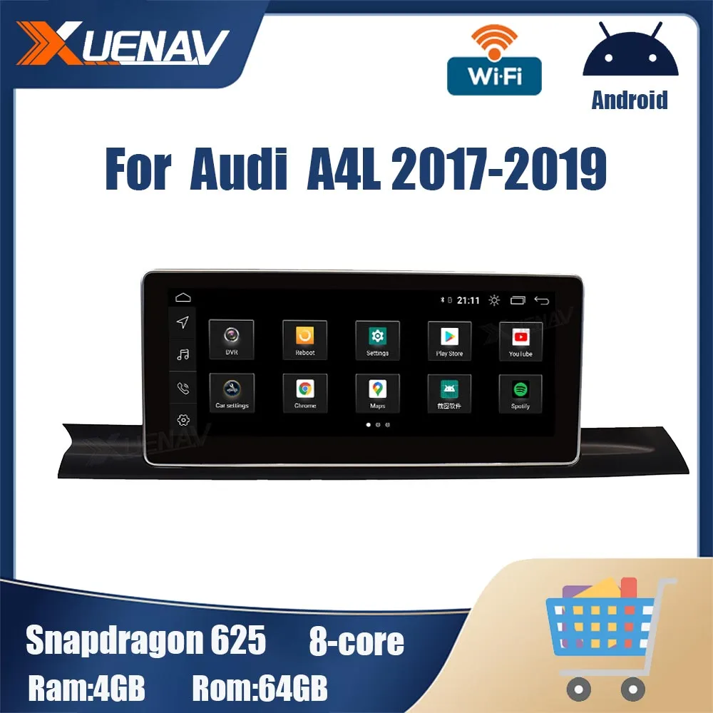 

Восьмиядерный Автомобильный GPS навигатор Android для Audi A4L 2017 2018 2019 Автомобильный мультимедийный стерео радио Видео DVD плеер 2 din