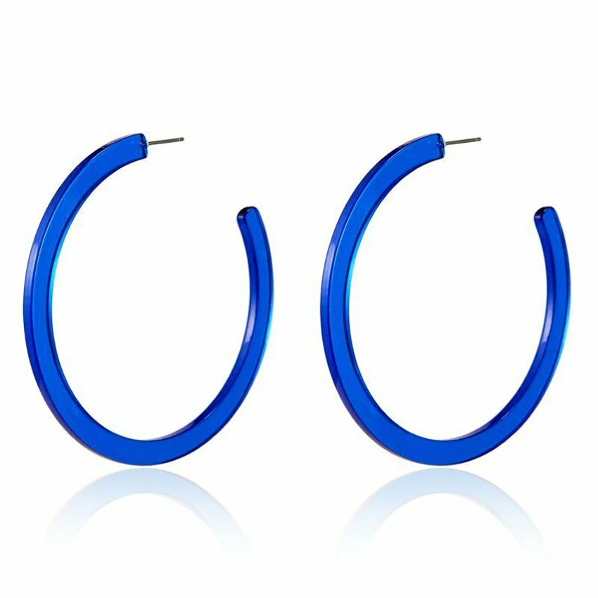 Женские большие акриловые серьги кольца массивные круглые из смолы ювелирные