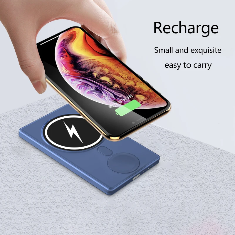 Cargador inal&aacute;mbrico magn&eacute;tico 3 en 1, cargador Qi de carga r&aacute;pida para iPhone 13, 12 Pro Max, Mini Powerbank para Apple Watch-5