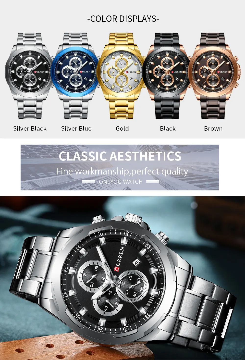 Часы наручные CURREN Мужские с хронографом спортивные армейские брендовые