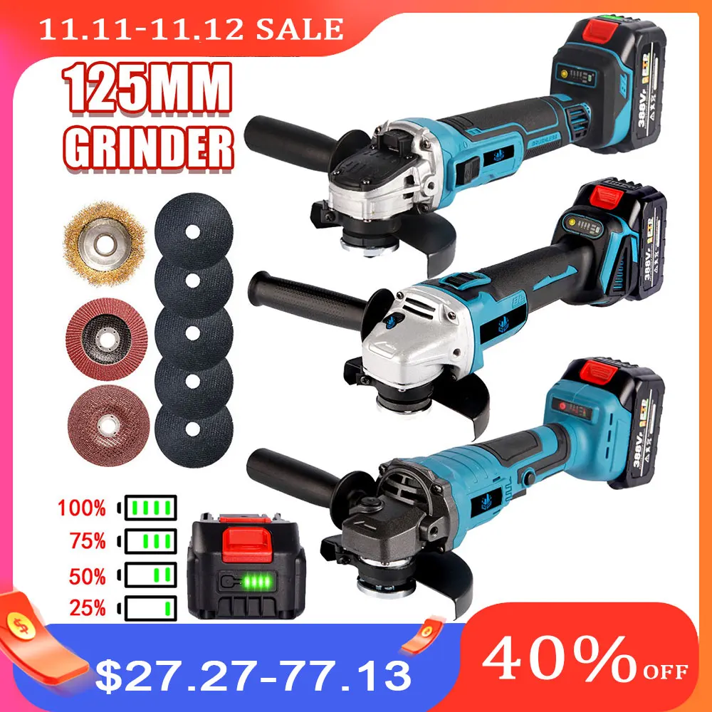 125 мм M14 Беспроводная угловая шлифовальная машина 20 в литий-ионная режущая