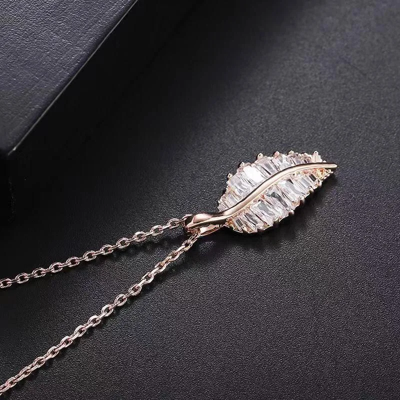 Be 8 Elegant Fashion Geometry AAA Cubic Zircon Leaf Shape Necklace Trendy Geometric Lariat for Women Wedding Gift N084 | Украшения и