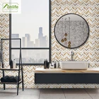 FunlifeМедная металлическая мраморная плитка с растениями, легко моющиеся кухонные обои, съемные обои для ванной комнаты