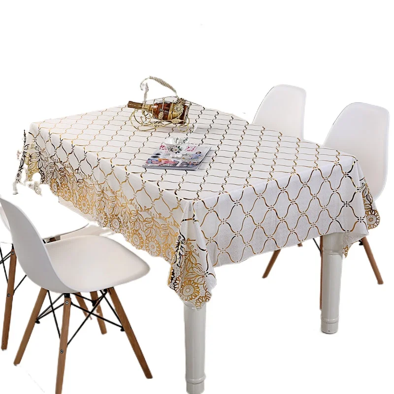 

PVC bronzing tablecloth, waterproof, oil-proof and anti-scalding plastic tablecloth