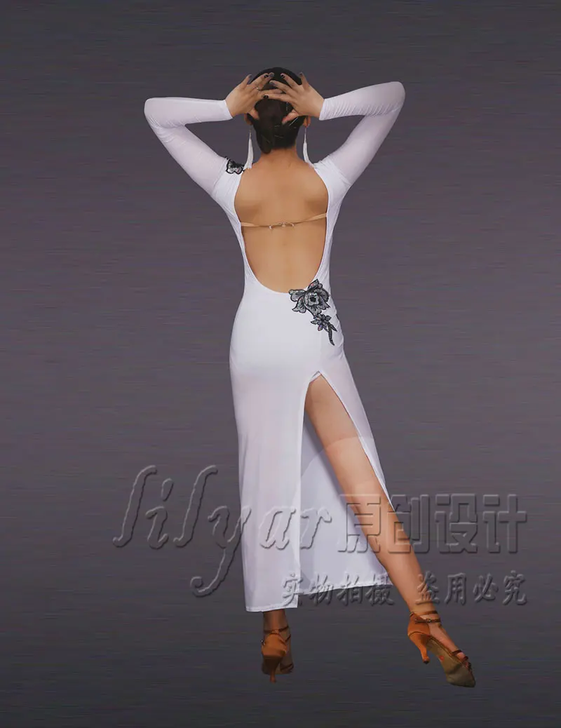 Женское платье с длинным рукавом и открытой спиной белое для латиноамериканских