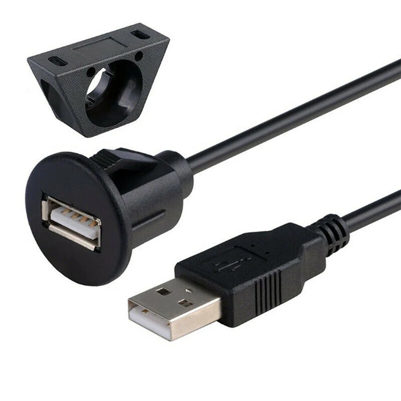 

1m Car Dash Board Mount USB2.0 Male to Female Socket Panel Extension Panel Cable
