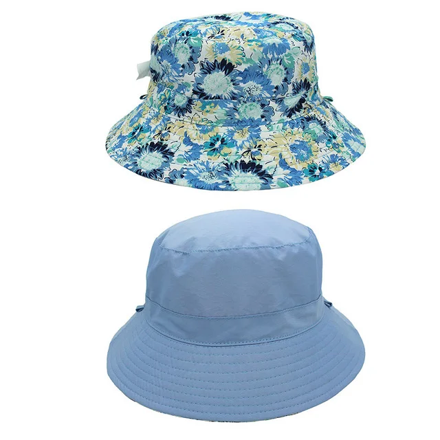 

New cotton double-sided parent-child fisherman hat summer comfortable sun-screen hat lattice sunshade hat