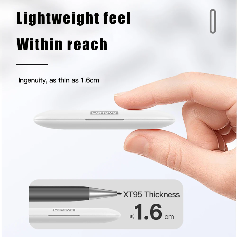Оригинальная тонкая беспроводная гарнитура Lenovo XT95 TWS Беспроводная Bluetooth