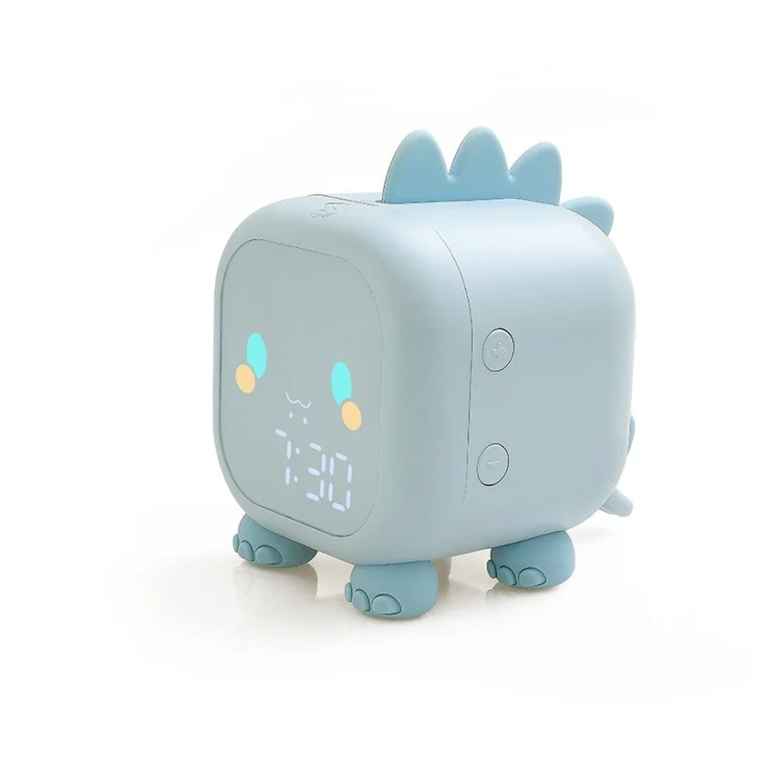 

Cute Dinosaur Shape LED Clock Temperature Display Switch Sleep Training Kids Alarm Clock with Voice Control Digital for Desktop
