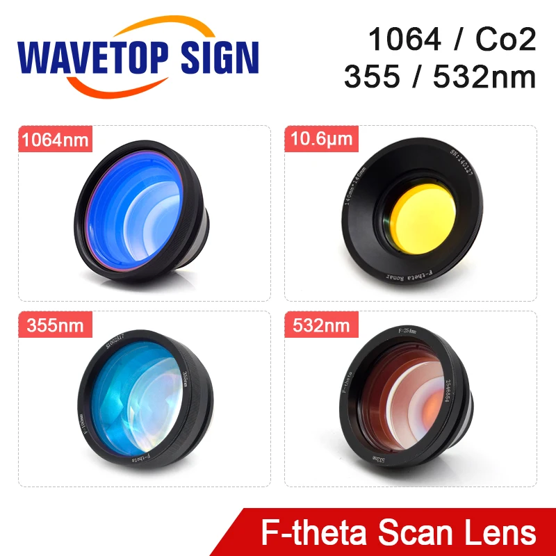 WaveTopSign 1064nm Co2 355nm 532nm M85 F Theta объектив сканирования 70x70 300x300 F100 420 для оптоволоконных