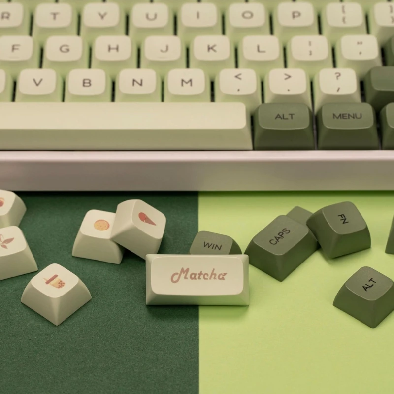 20CB Matcha Green Tea Mechanical Keyboard Keycap 124PCS XDA Profile Dye Sub Key Cover for Cherry MX GK61 64 84 96
