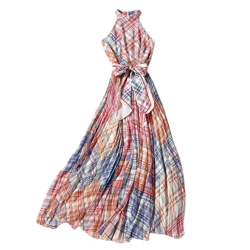 

2021 Waist-to-waist red small fragrance midi skirt printed high-waisted French high-quality chiffon dress
