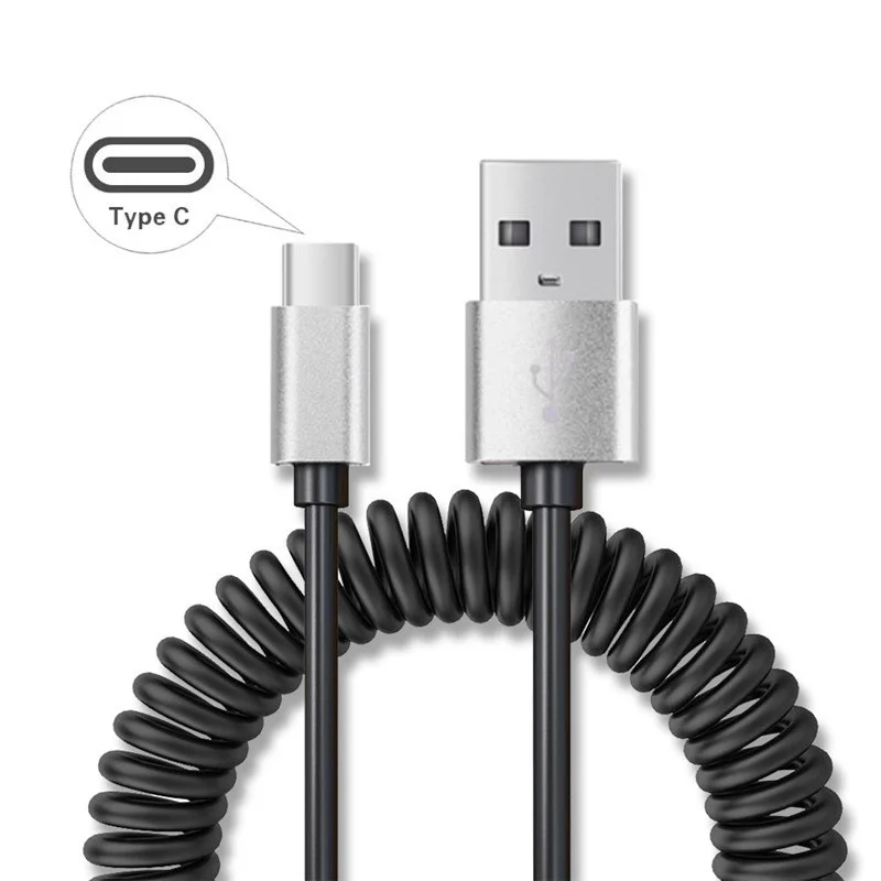 Телескопический Удлинительный пружинный кабель типа C к USB 2,0 для huawei P30 mate 20 xiaomi samsung note 10 S10 OPPO R17 vivo onePlus 7T