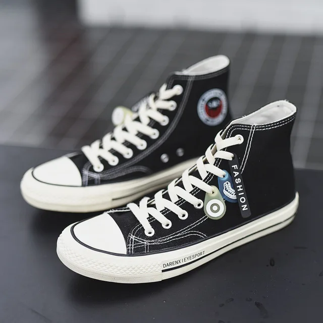 Мужские парусиновые кроссовки черные повседневные с низким берцем Классические