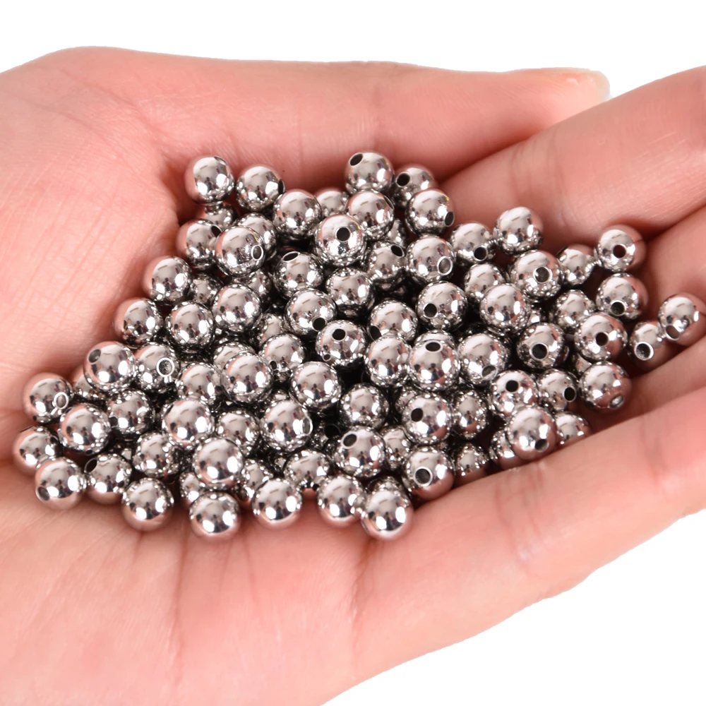 Металлические медные рыболовные бусины HYBOLAN круглые золотые/серебряные 2/2 4/3/4/5/6