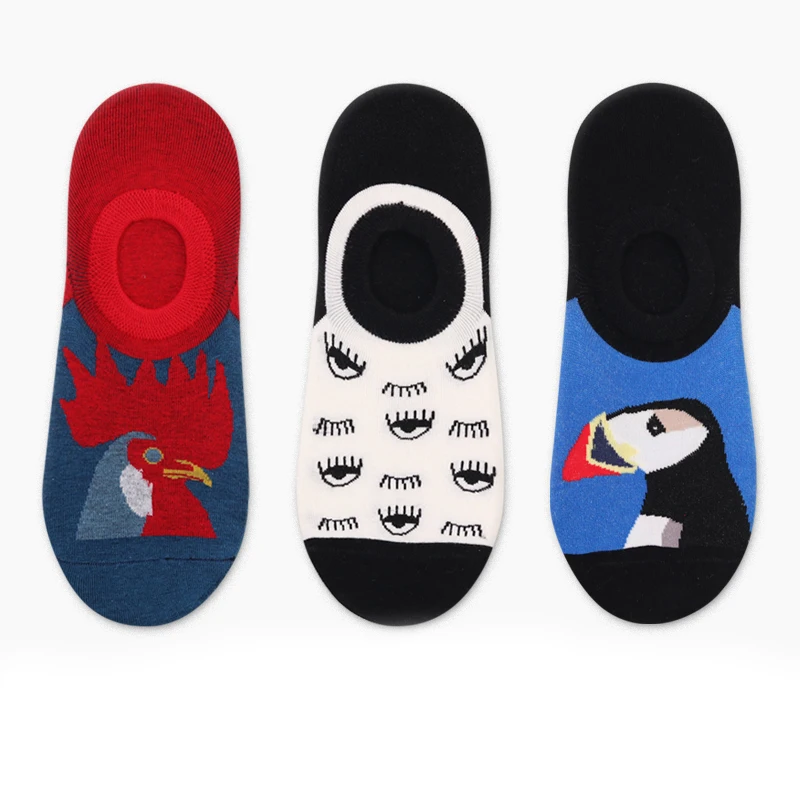 Носки мужские и женские цветные короткие забавные хлопковые повседневные с