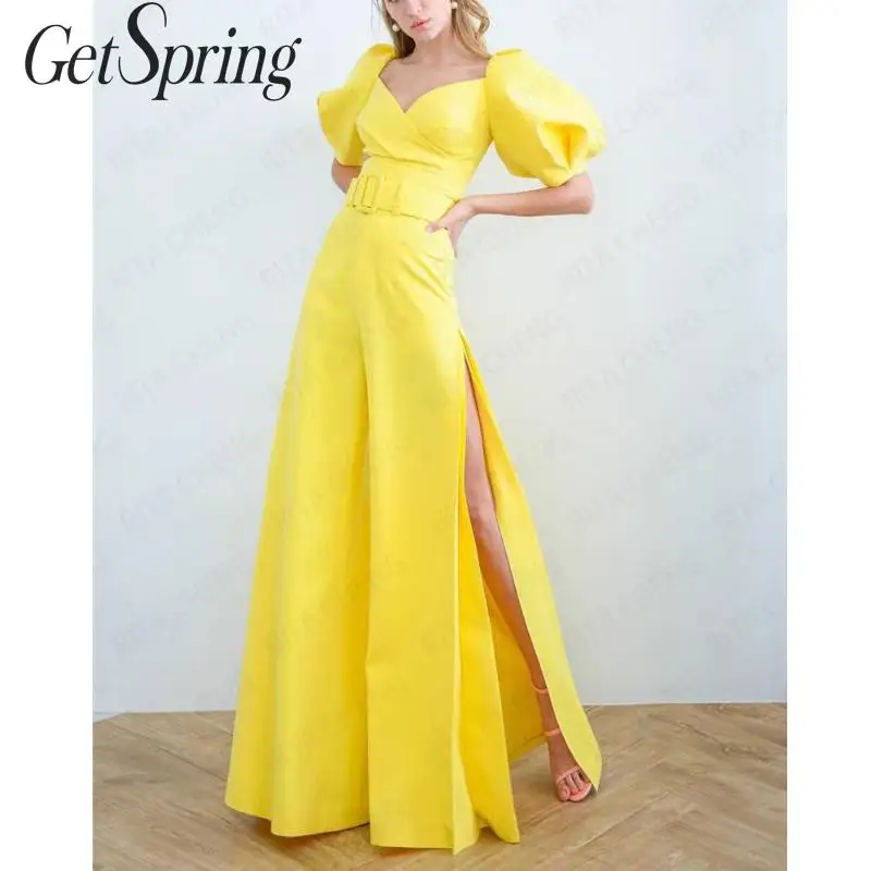 Getвесенний женский комбинезон с пышными рукавами и широкими штанинами высокой