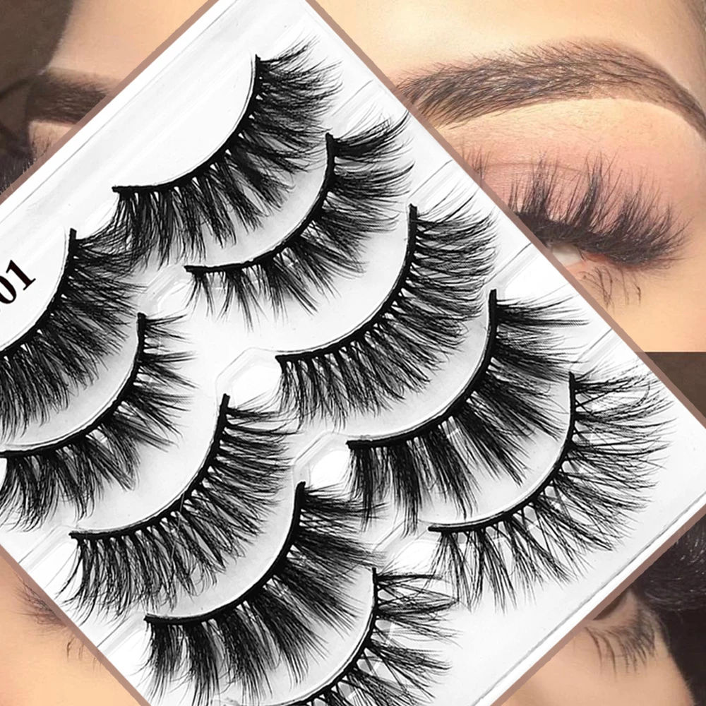 5 пар смешанных/единичных стилей Накладные ресницы с пушистым удлинением
