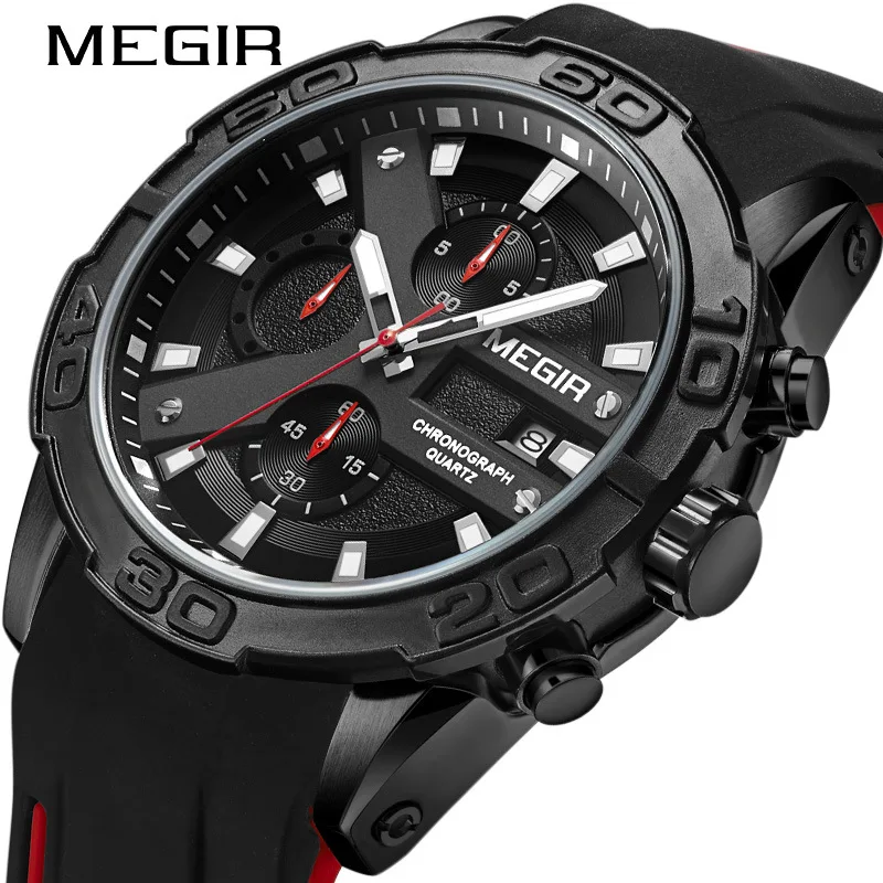 

MEGIR Fashion New Business Luminous Men's Quartz Watches Multifunctional Waterproof Sports Watch Six Pointer Casual 2055G