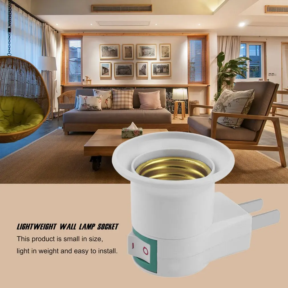 

Wall Plug Type Lamp Holder Screw Mouth EU/US Plug E27 Plastic Lamp Cap Socket Lamp Socket Converter Adapter With Button Switch
