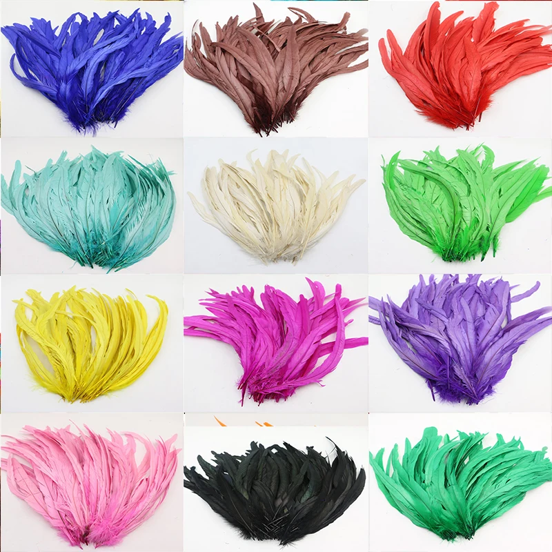 

1000Pieces 25-30cm 10-12inch Long Chicken tails Feather DIY Natural Rooster coque feathers For Carnival Chirstmas Mask Decorates