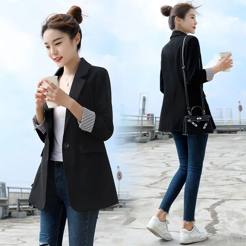 Высокое качество женские черные блейзеры пальто Новое поступление 2020 Весенняя