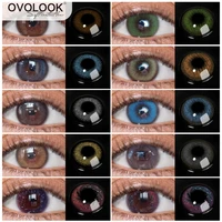 OVOLOOK-2pcs 1pair  Colored Lenses for Eyes Colorful Contact Lenses Beauty Eye Color Lens for Myopia 0 00 -8 00 Yearly Dia 14mm 