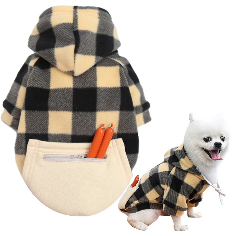 

Fashion Pet Dog Hoodie Big Medium Puppy Cat Zipper Pocket Sweater Pug Teddy Fadou Schnauzer Autumn and Winter Cotton Jacket