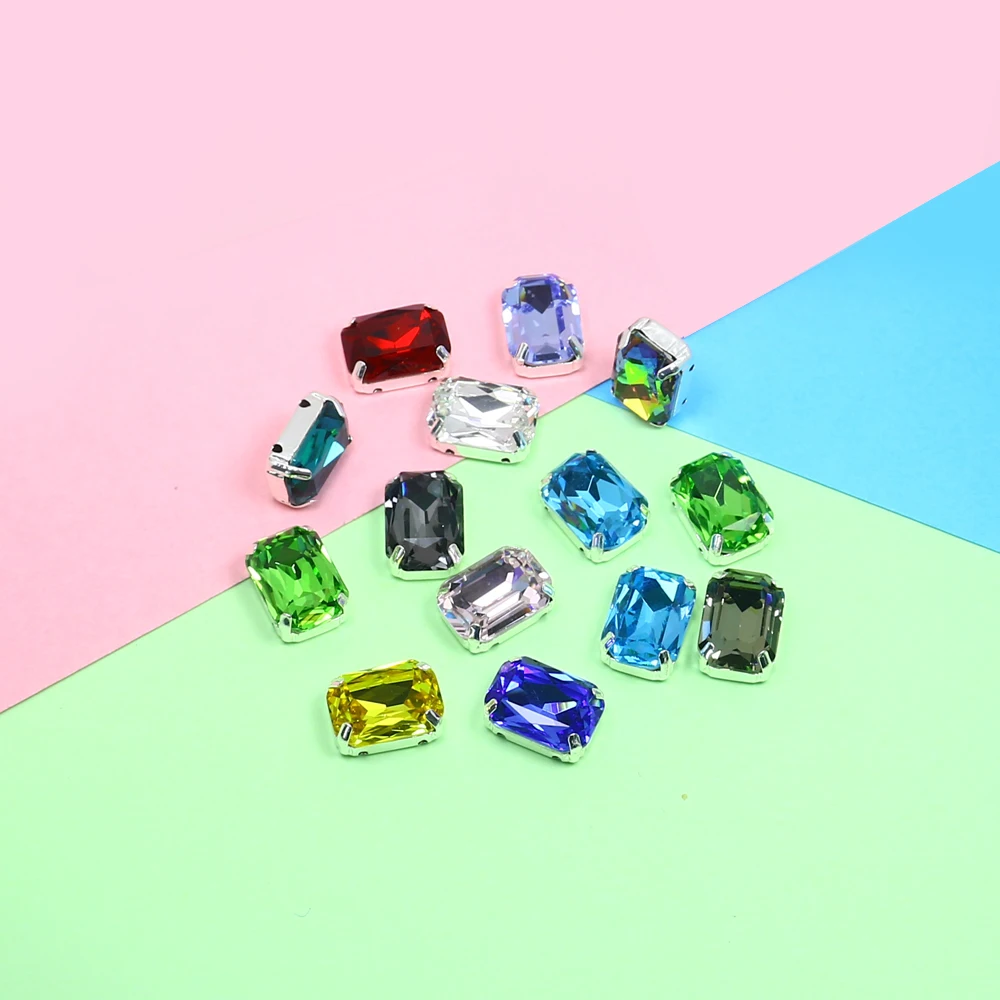 Прямоугольное восьмиугольное стекло с кристаллами настройками когтей швейные