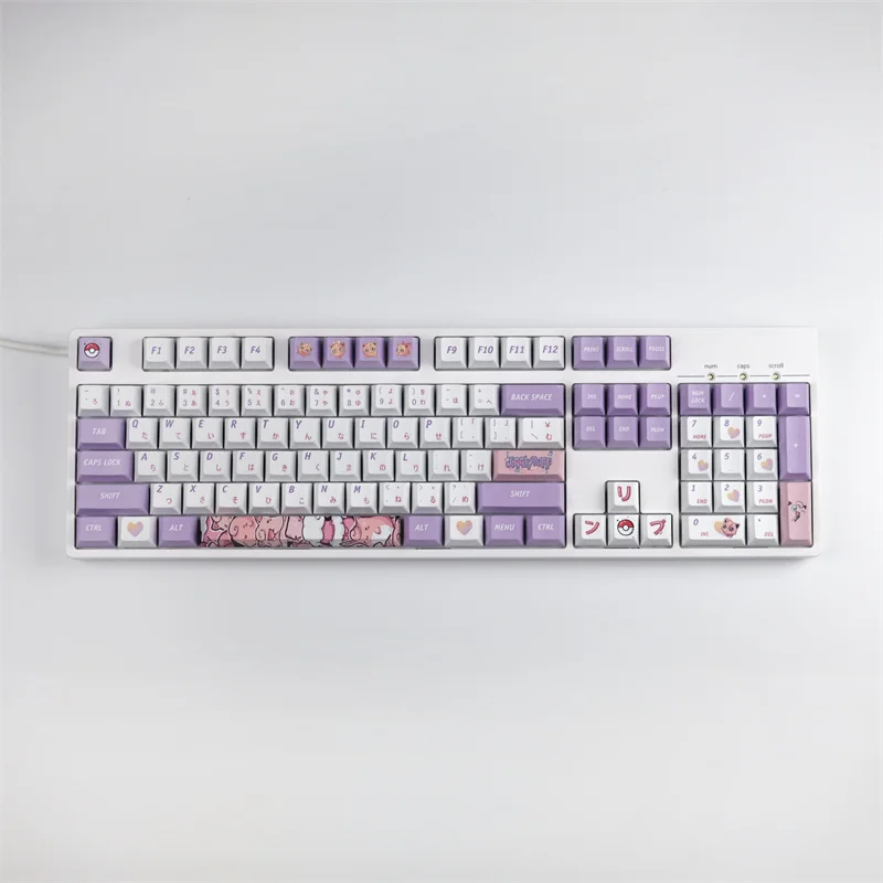fat butyl cherry profile pbt purple white keycaps full set mechanical keyboard keycaps dye sub 1 75u 2u shift key gh60 gk61 gk64 free global shipping