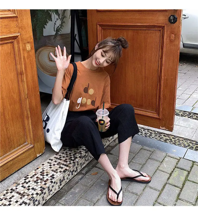 Женская футболка из двух предметов для студенток Новинка лета 2020 Корейская с