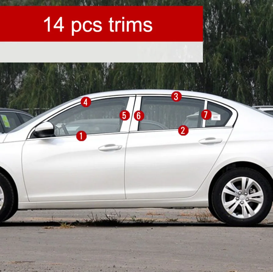 

Оконные накладки из нержавеющей стали для peugeot 408, 2016, 2017, 2018, 2-го поколения
