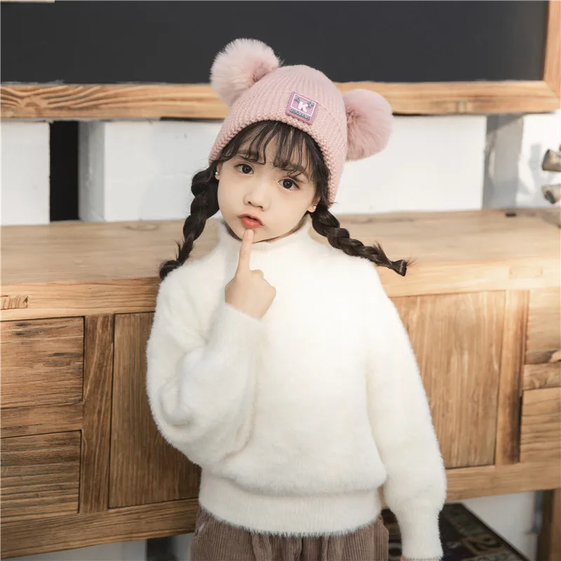 BNWIGE красивая девушка двойной помпон вязаная шапка Зима хлопок Кепки для
