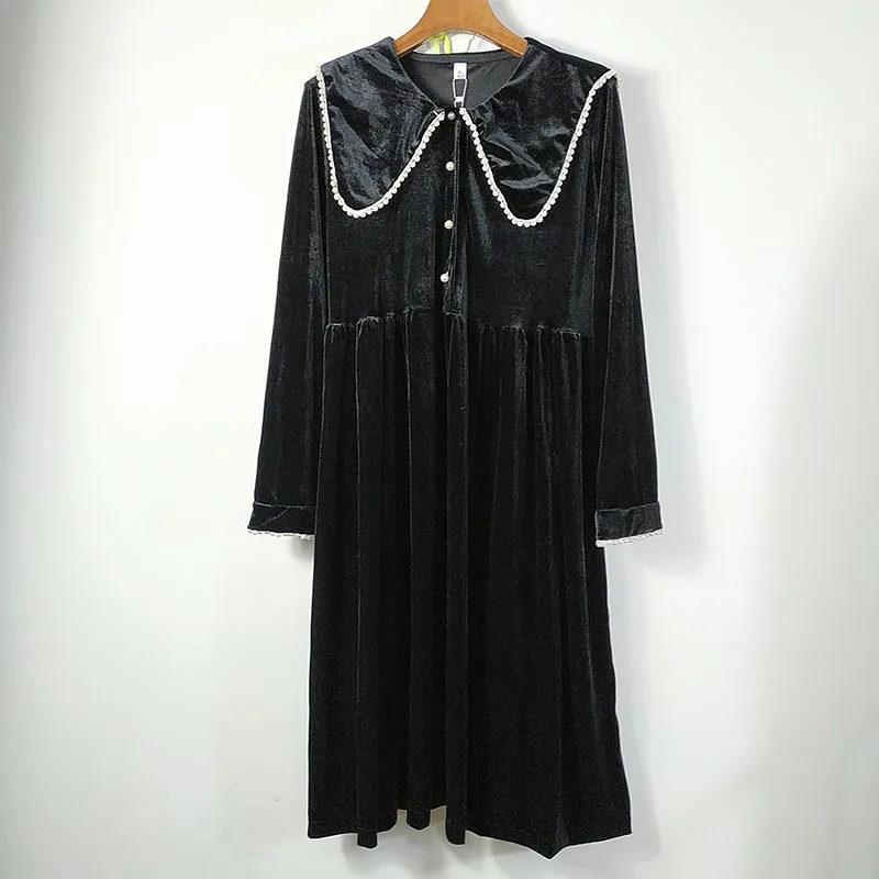 5XL женское осеннее и зимнее Золотое бархатное платье частичной толщины|Женские
