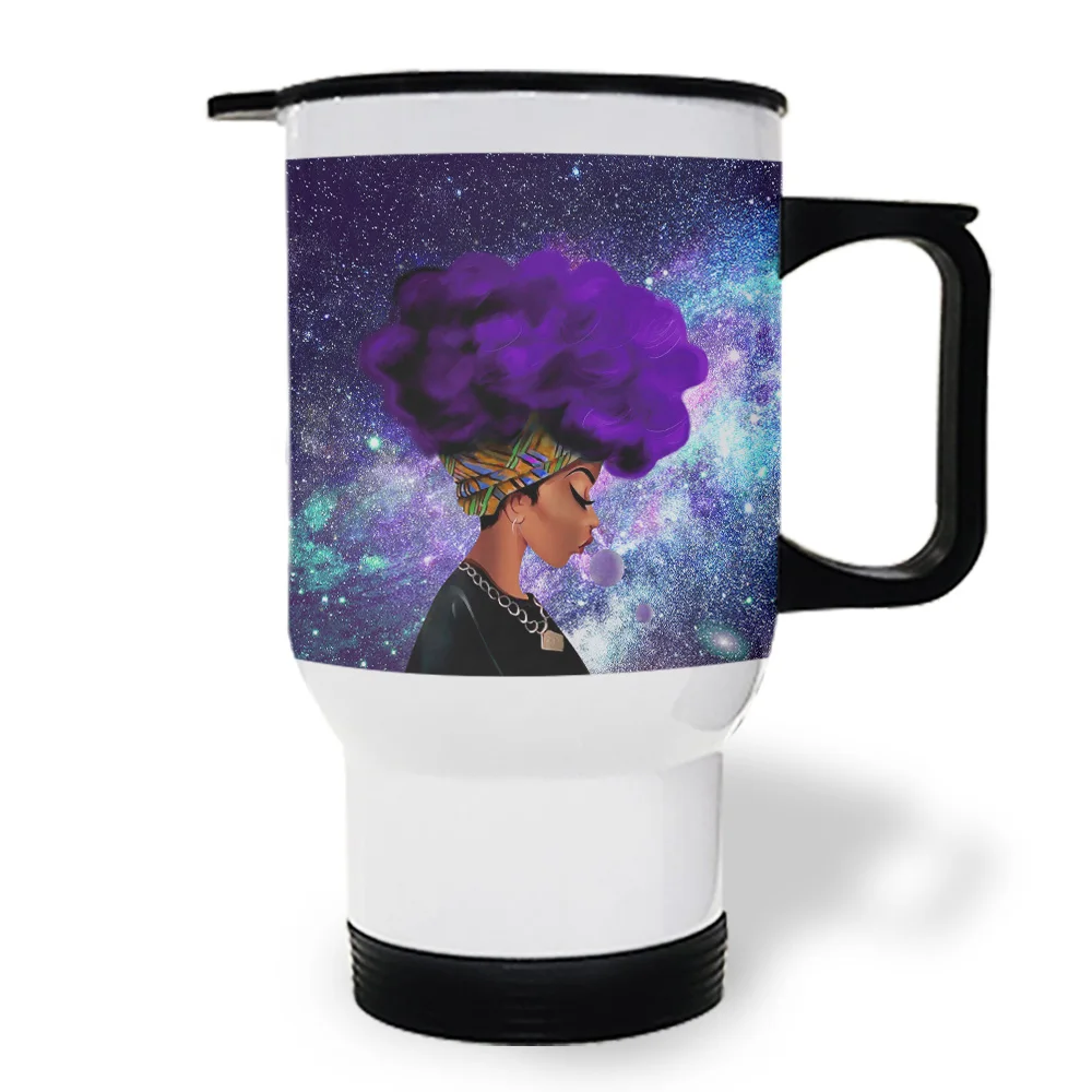 Африканская Женская кружка для кофе с фиолетовыми волосами звездное небо