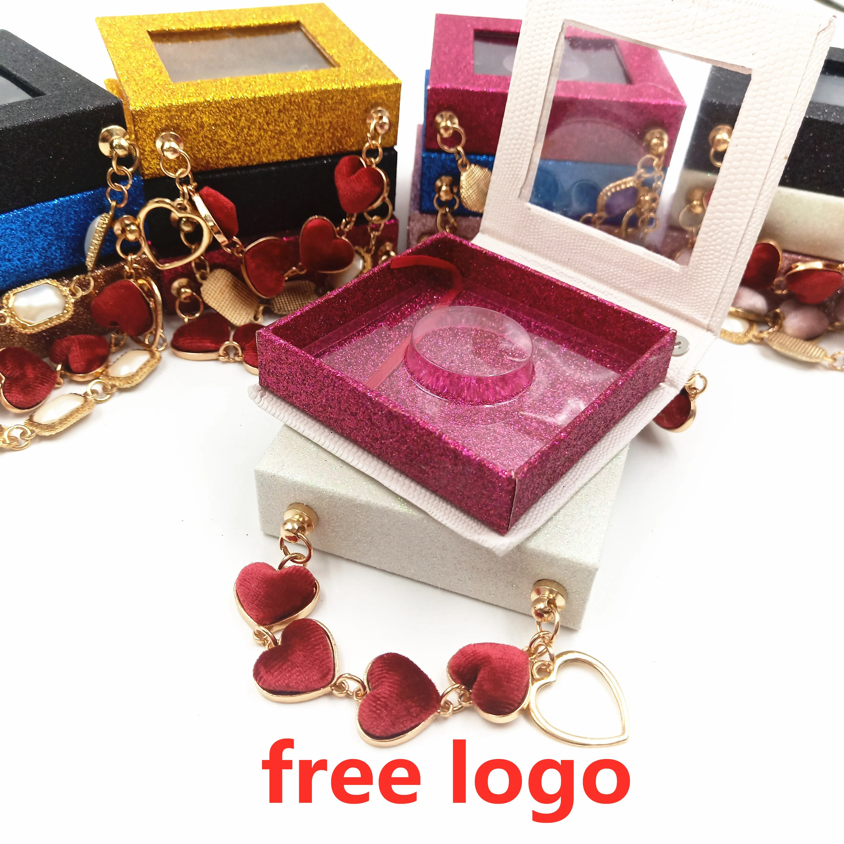 Коробка для накладных ресниц с цепочкой оптом Мерцающая коробка чехол из норки 3d