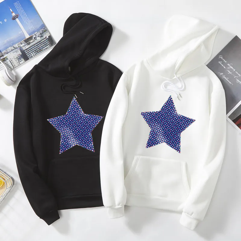 Новинка 2020 толстовка с капюшоном на весну и осень принтом пентаграммы длинным